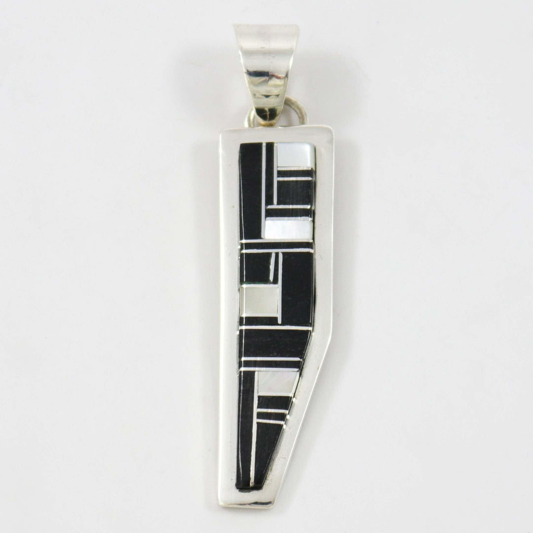 Black Jade and Shell Pendant