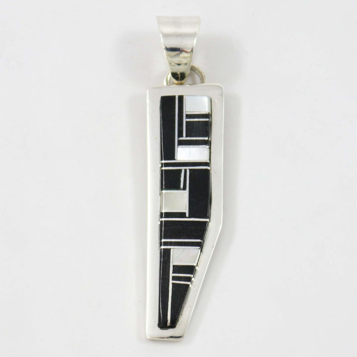 Black Jade and Shell Pendant
