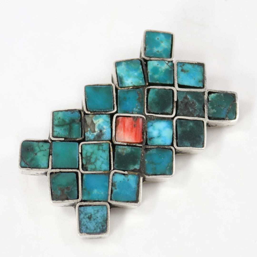 Turquoise and Shell Pin