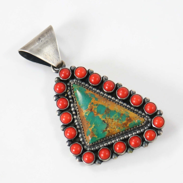 Reversible Turquoise and Coral Pendant