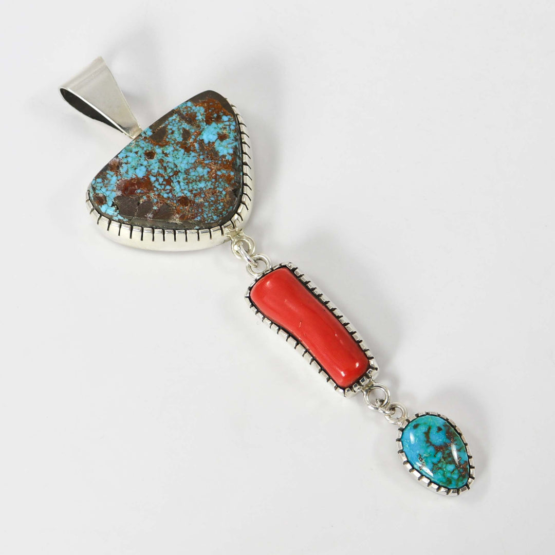 Turquoise and Coral Pendant