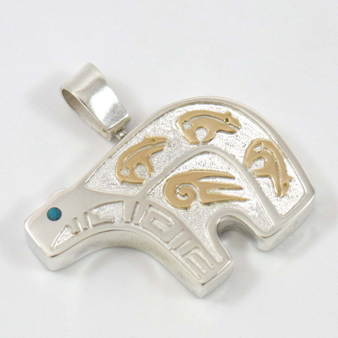Gold on Silver Bear Pendant