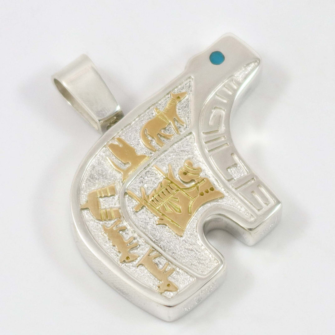 Gold on Silver Bear Pendant