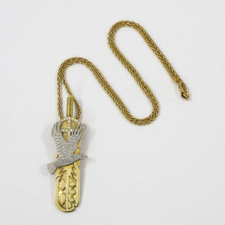 Platinum and Gold Eagle Pendant