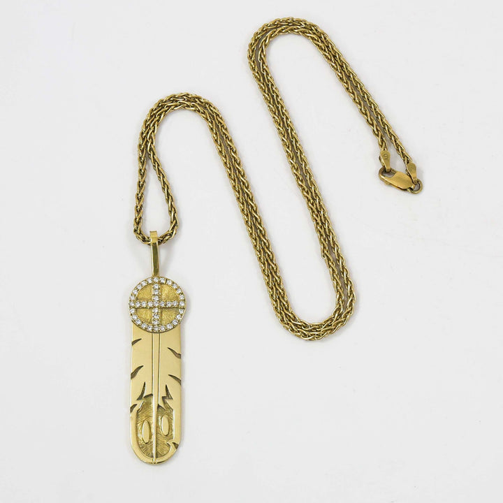 Gold and Diamond Feather Pendant