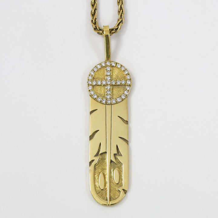 Gold and Diamond Feather Pendant