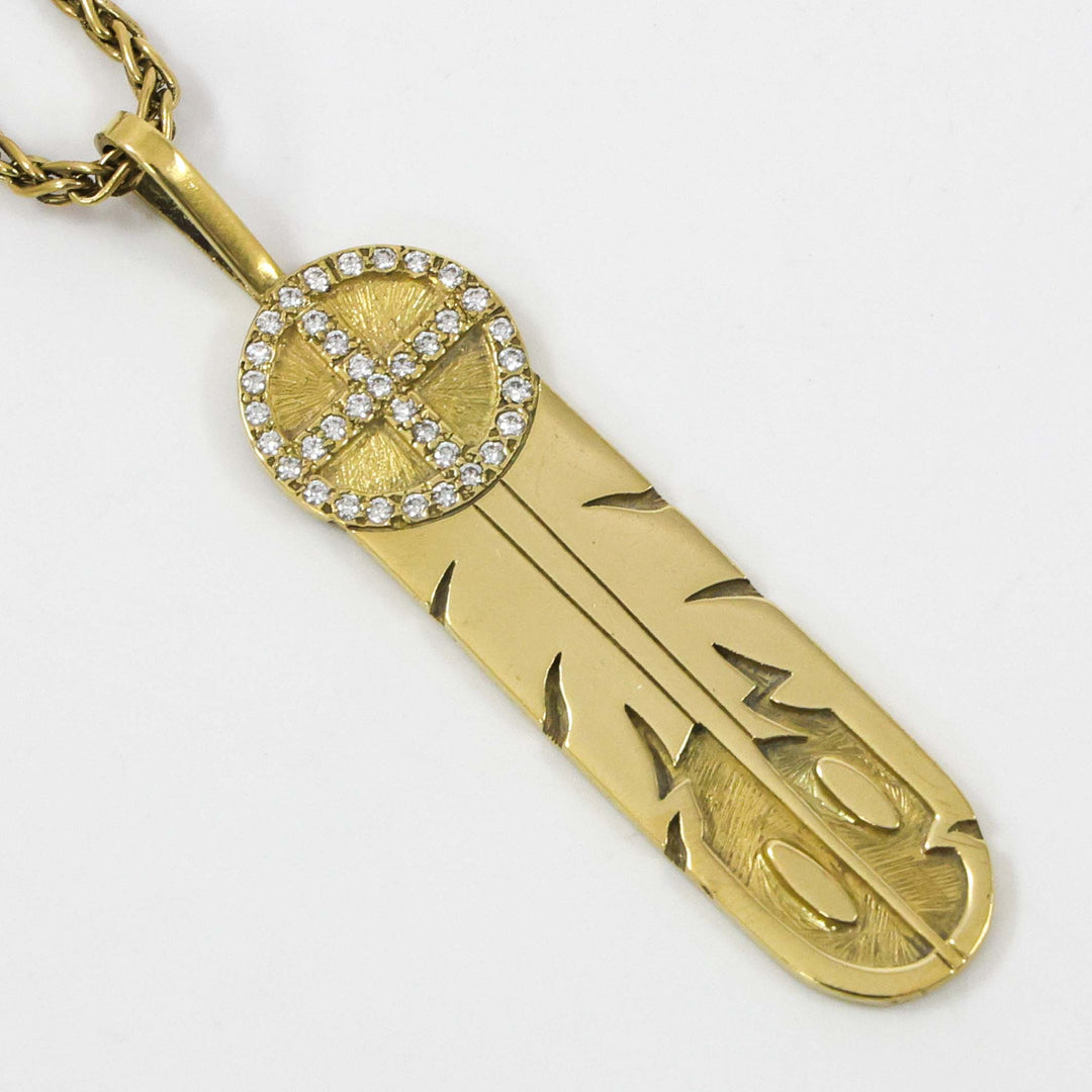 Gold and Diamond Feather Pendant