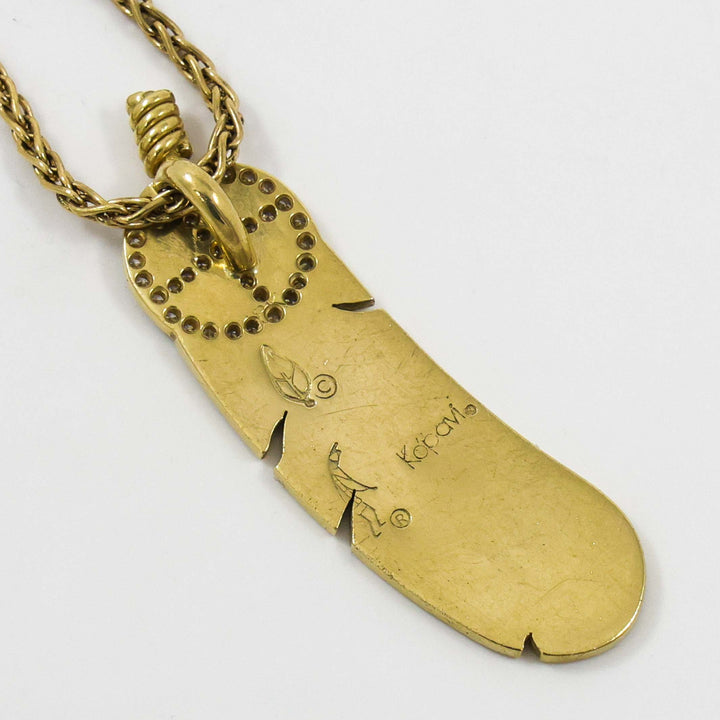 Gold and Diamond Feather Pendant