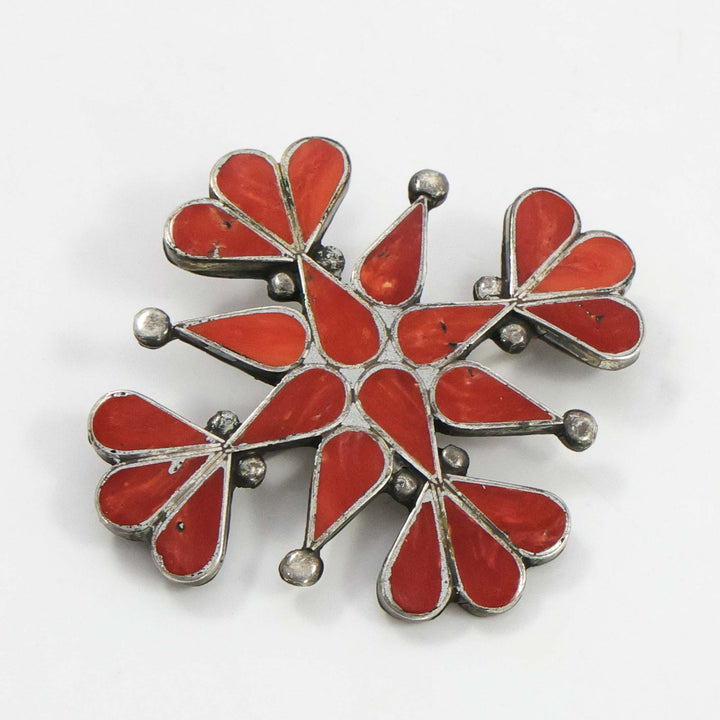 1940s Coral Snowflake Pin