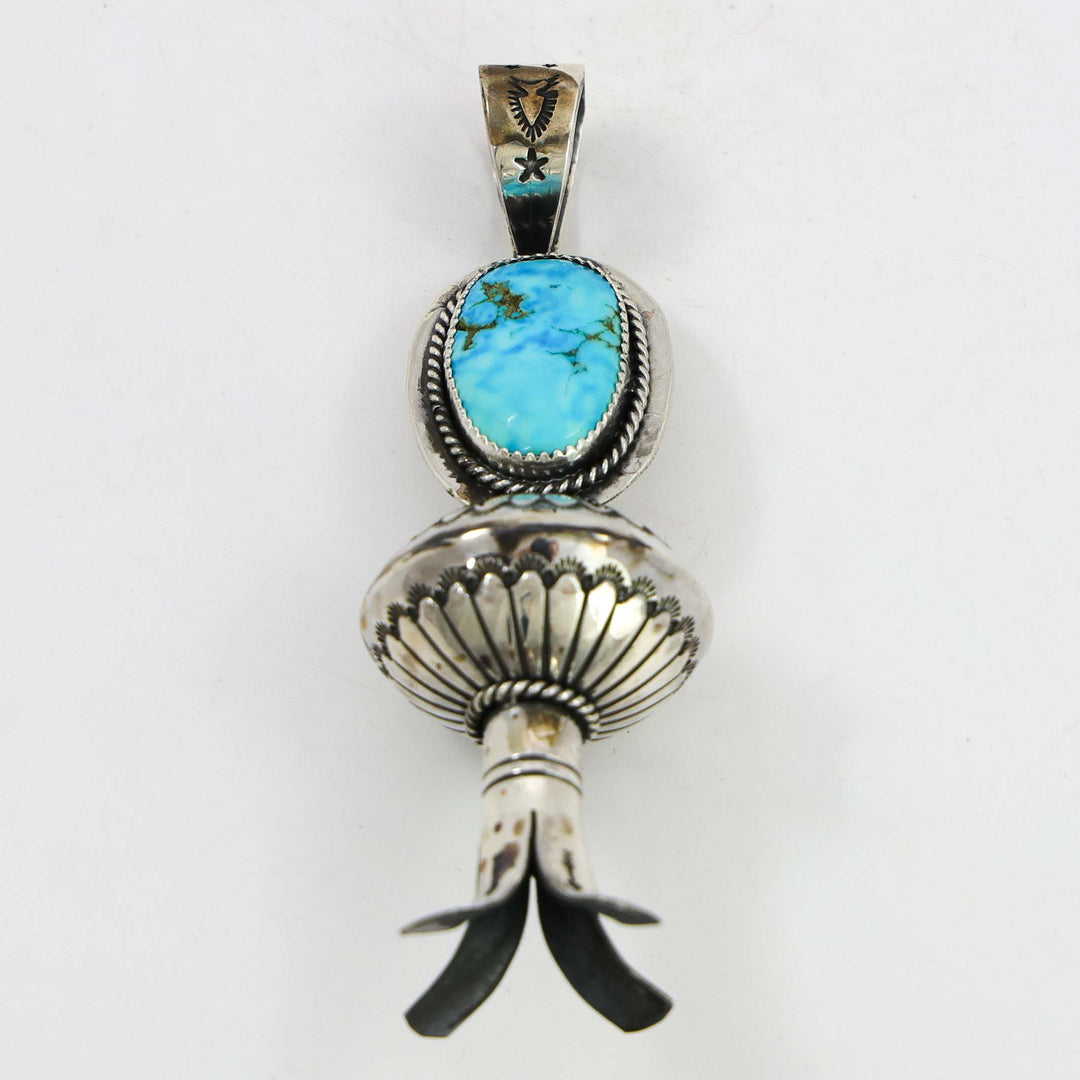 Turquoise Squash Blossom Pendant