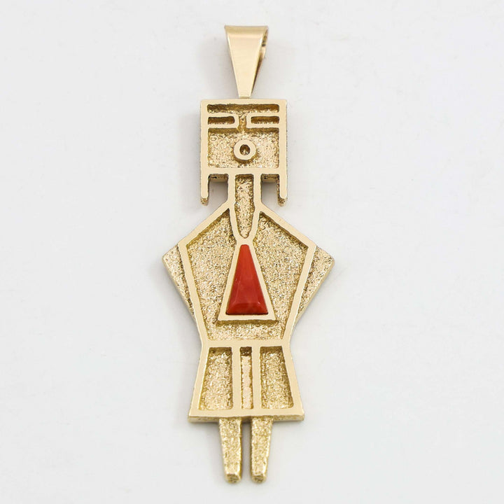 Gold and Coral Yei Pendant