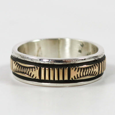14k Gold Sterling Silver Band Ring Size 8 by Bruce Morgan (RG1790)