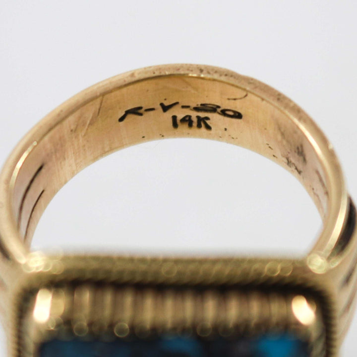 Bisbee Turquoise Gold Ring by Steve Arviso - Garland's