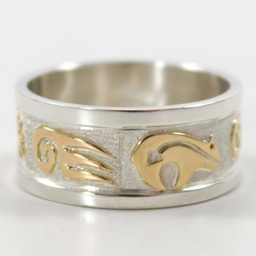 Gold on Silver Bear Ring