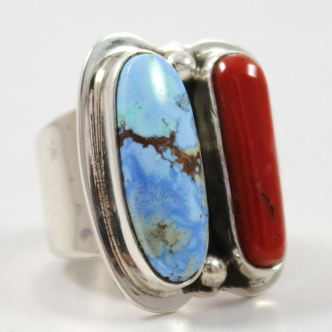 Turquoise and Coral Ring