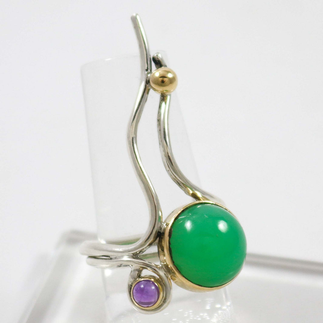 Chrysoprase and Amethyst Ring