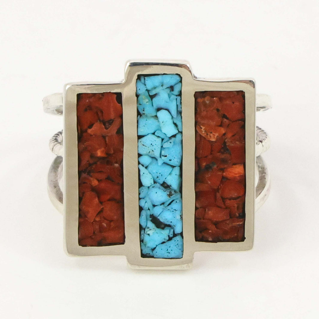 Turquoise and Coral Ring