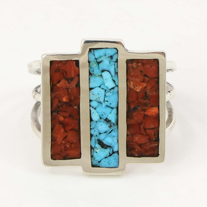 Turquoise and Coral Ring