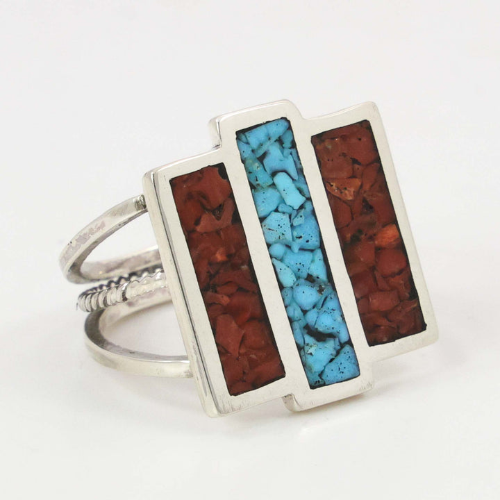 Turquoise and Coral Ring
