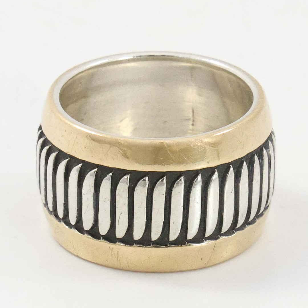 Gold on Silver Feather Ring