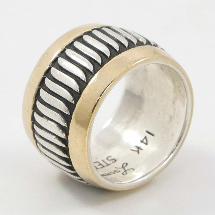 Gold on Silver Feather Ring