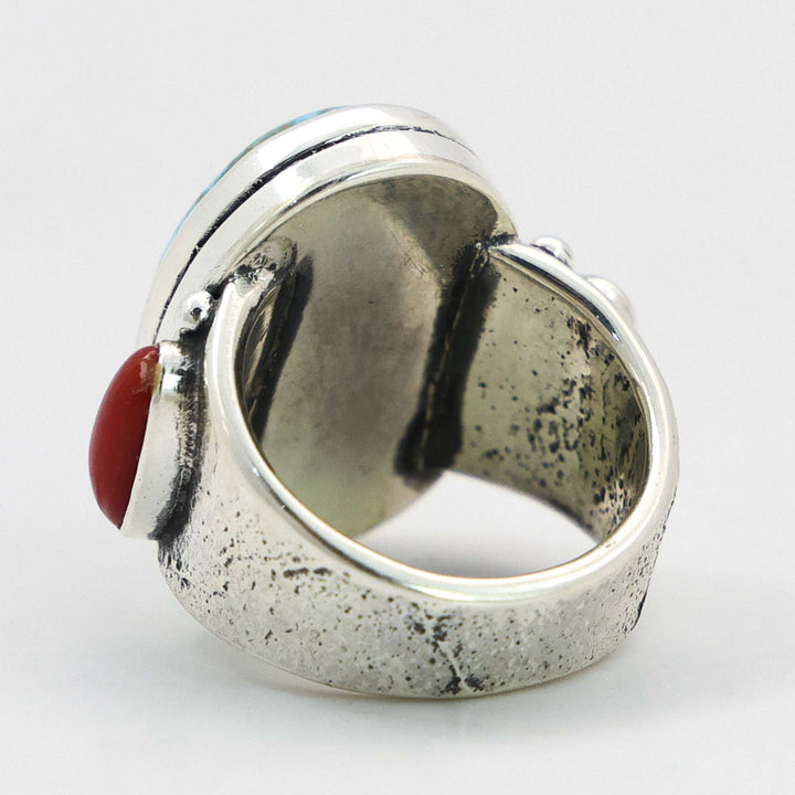 Turquoise and Coral Ring