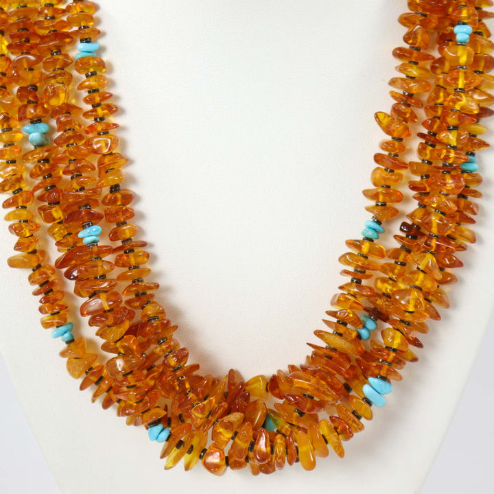 Amber and Turquoise Necklace by Marcella Teller Beall - Garland's