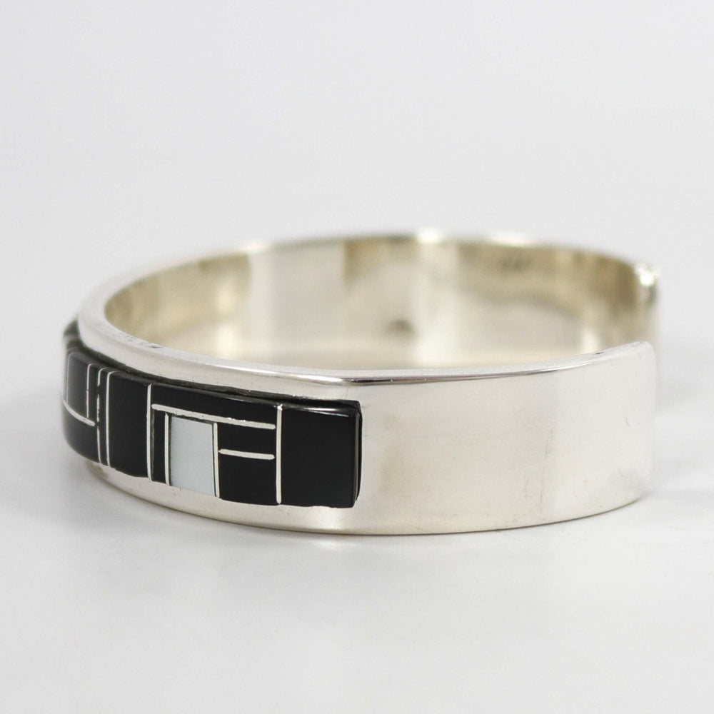 Black Jade and Shell Inlay Cuff by Tommy Jackson - Garland's