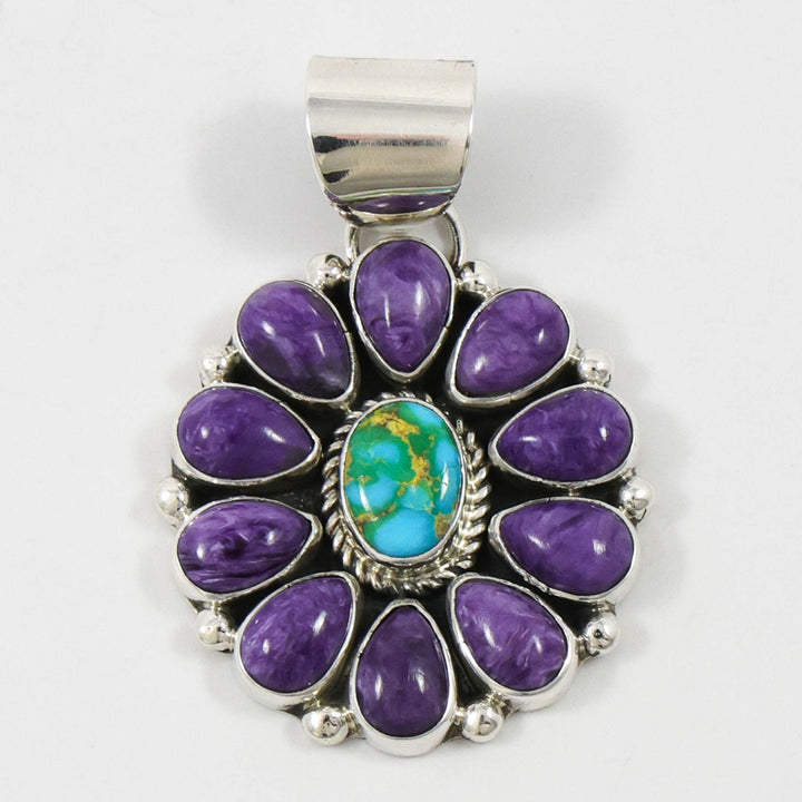 Charoite and Turquoise Pendant by Clarissa and Vernon Hale - Garland's