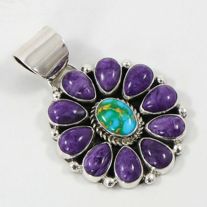 Charoite and Turquoise Pendant by Clarissa and Vernon Hale - Garland's