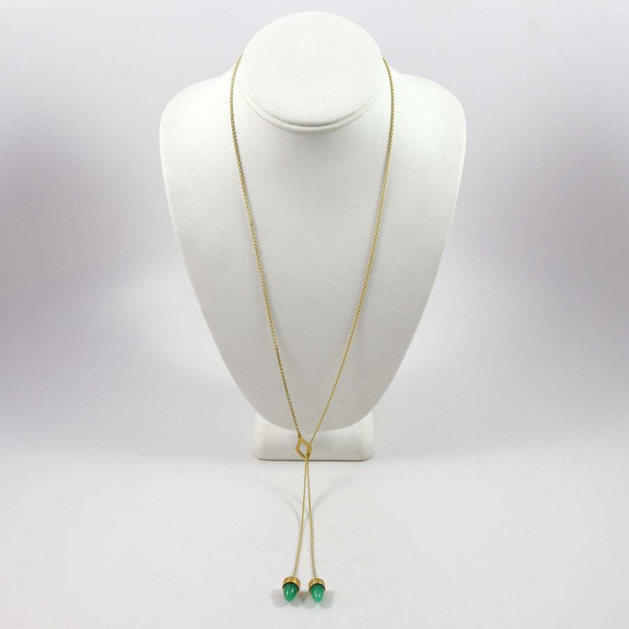 Chrysoprase Lariat Necklace by Maria Samora - Garland's