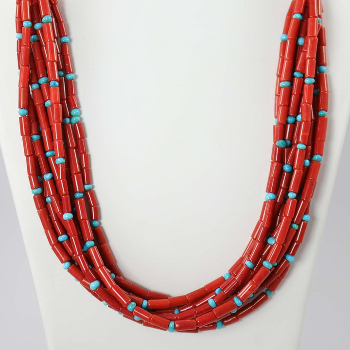 Coral and Turquoise Bead Necklace by Al Joe - Garland's