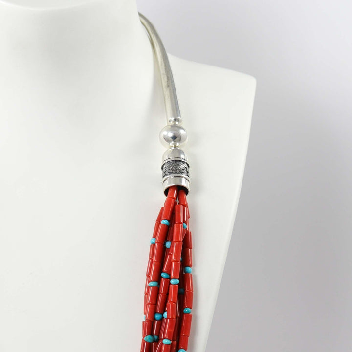 Coral and Turquoise Bead Necklace by Al Joe - Garland's