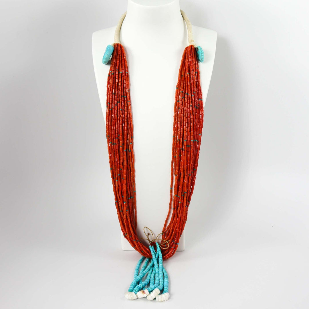 Coral and Turquoise Jacla Necklace by Olin Tsingine - Garland's