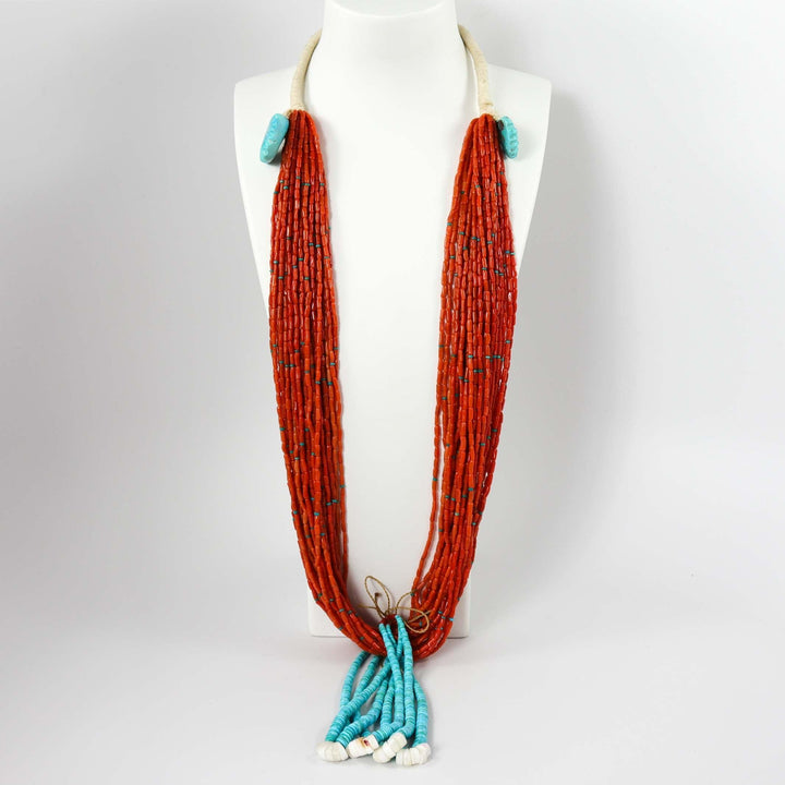 Coral and Turquoise Jacla Necklace by Olin Tsingine - Garland's