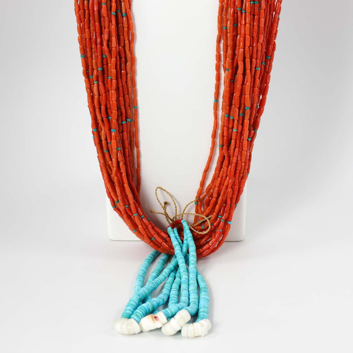 Coral and Turquoise Jacla Necklace by Olin Tsingine - Garland's