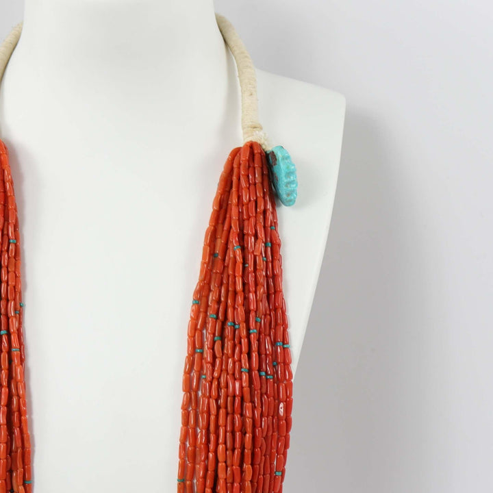 Coral and Turquoise Jacla Necklace by Olin Tsingine - Garland's