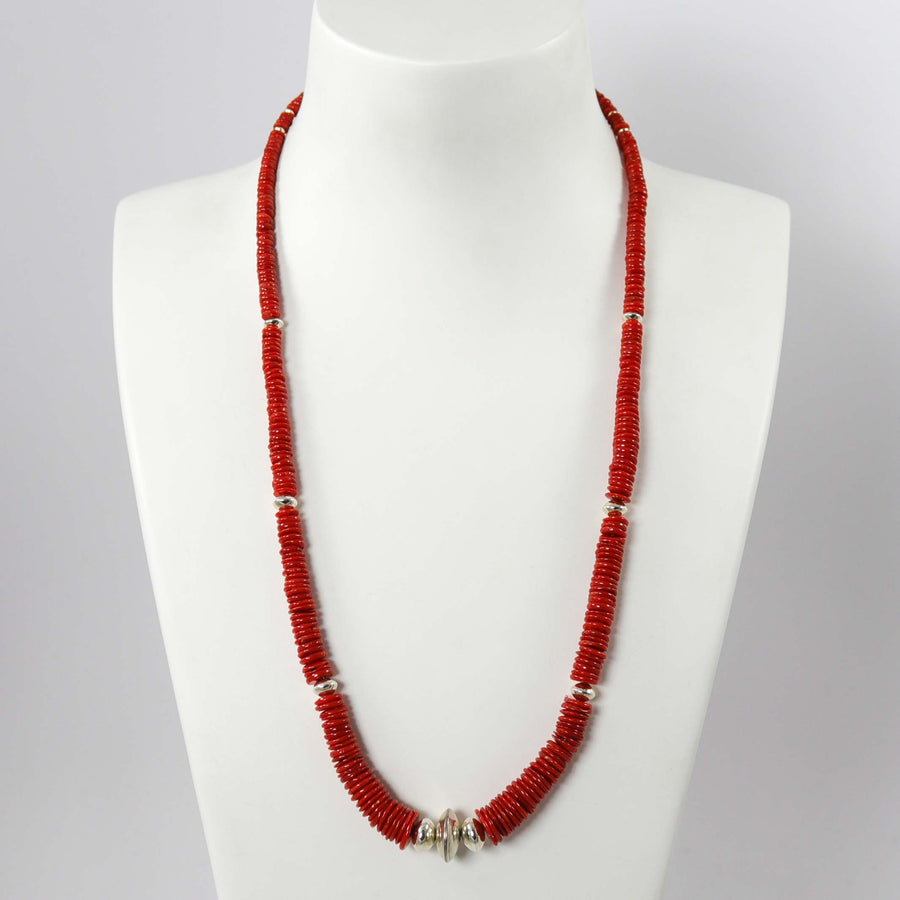 Coral Bead Necklace by Joe Jr. and Valerie Calabaza - Garland's