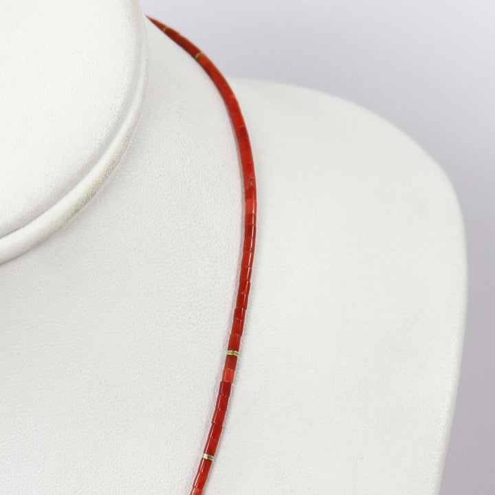 Coral Heishi Necklace by Joe Jr. and Valerie Calabaza - Garland's