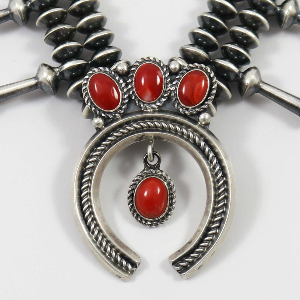 Coral Squash Blossom Necklace by Ruby Haley - Garland's