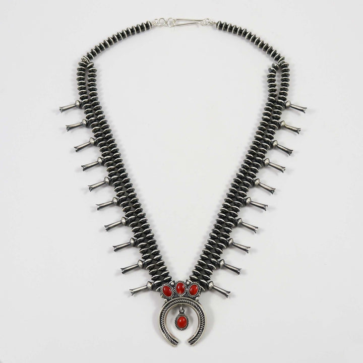 Coral Squash Blossom Necklace by Ruby Haley - Garland's