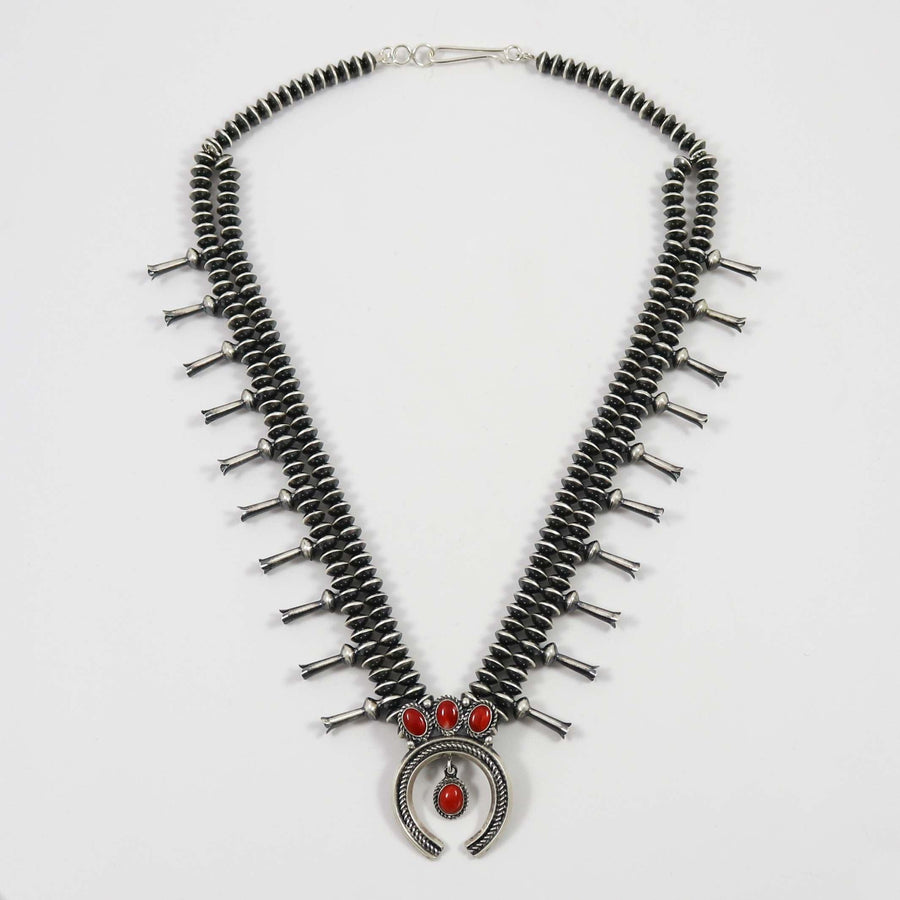 Coral Squash Blossom Necklace by Ruby Haley - Garland's