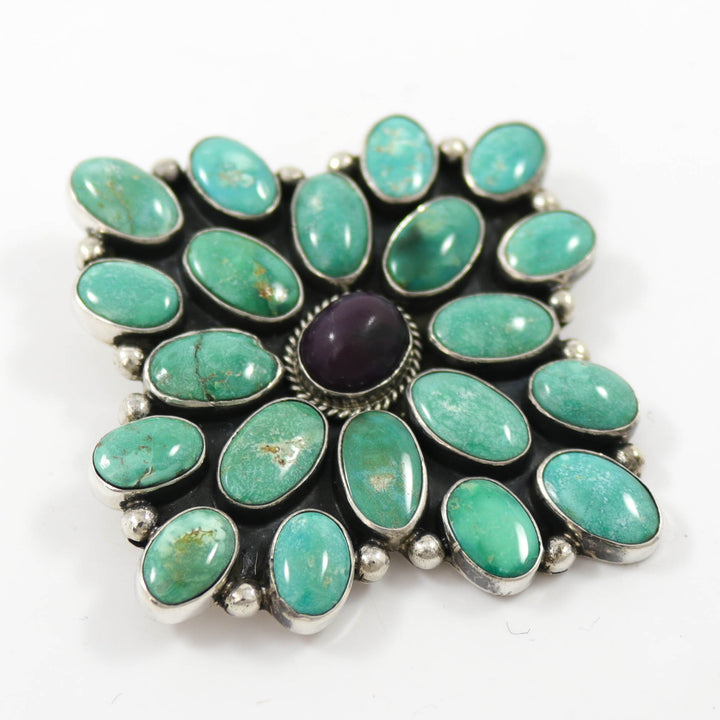 Fox Turquoise and Sugilite Pin by Albert Jake - Garland's