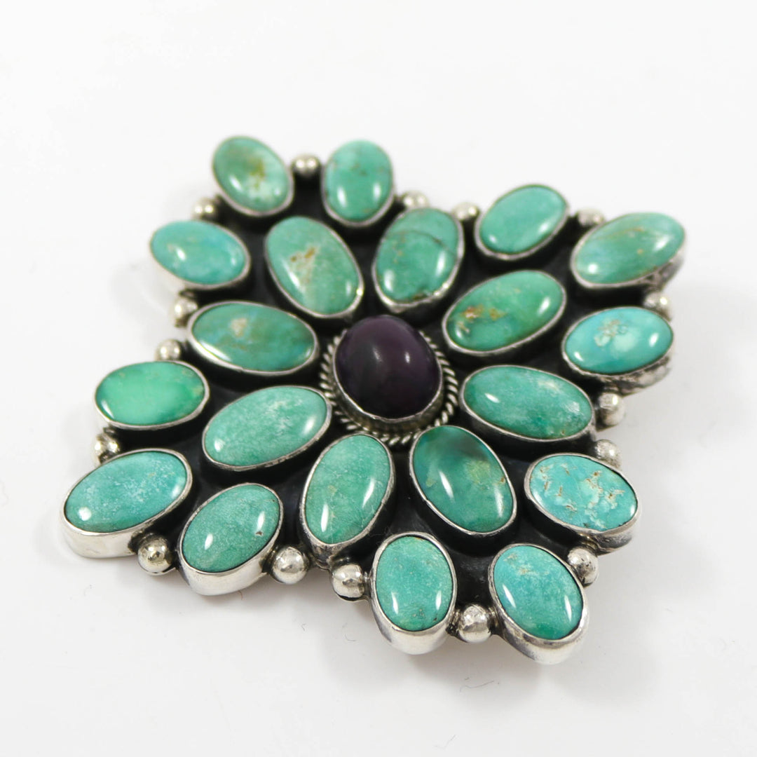 Fox Turquoise and Sugilite Pin by Albert Jake - Garland's