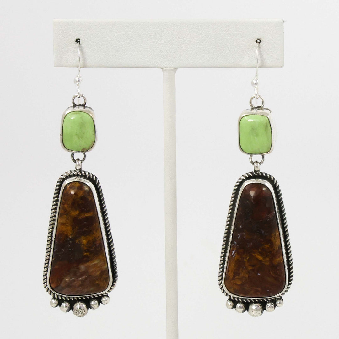Gaspeite and Pietersite Earrings by Albert Jake and Bruce Eckhardt - Garland's