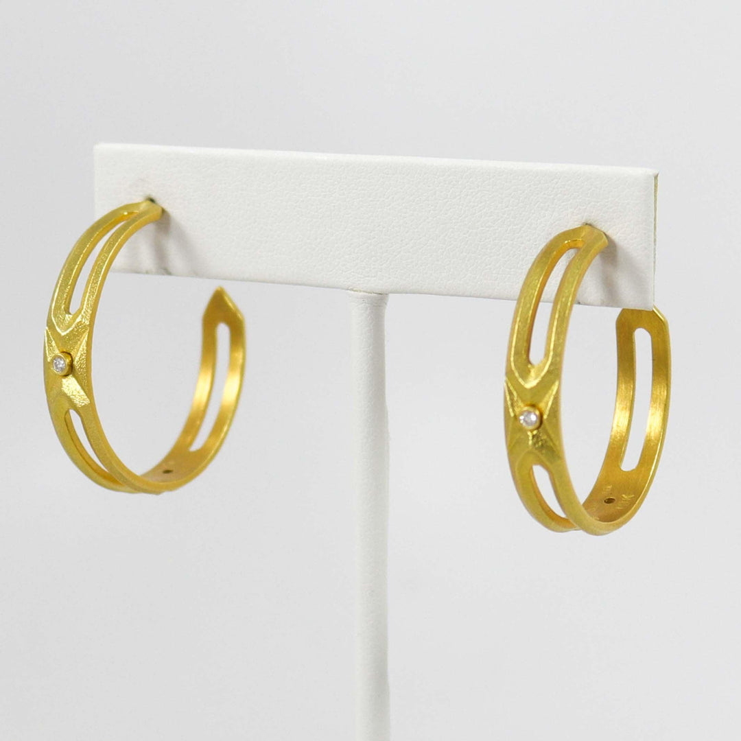 Gold Hexagon Hoop Earrings by Maria Samora - Garland's