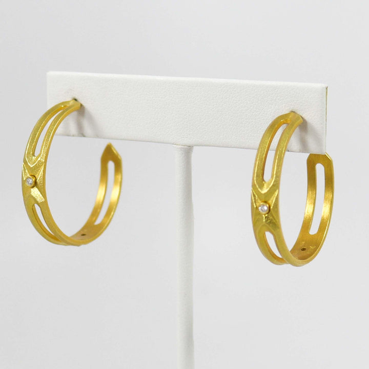 Gold Hexagon Hoop Earrings by Maria Samora - Garland's