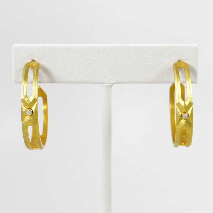 Gold Hexagon Hoop Earrings by Maria Samora - Garland's