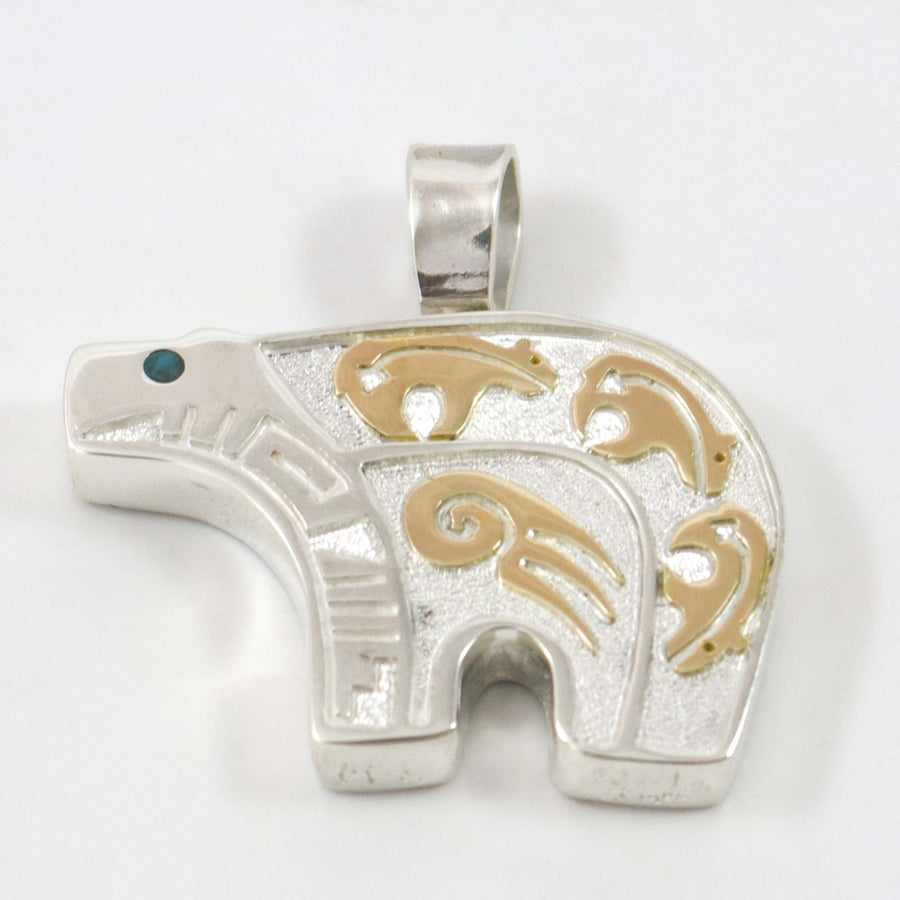 Gold on Silver Bear Pendant by Robert Taylor - Garland's