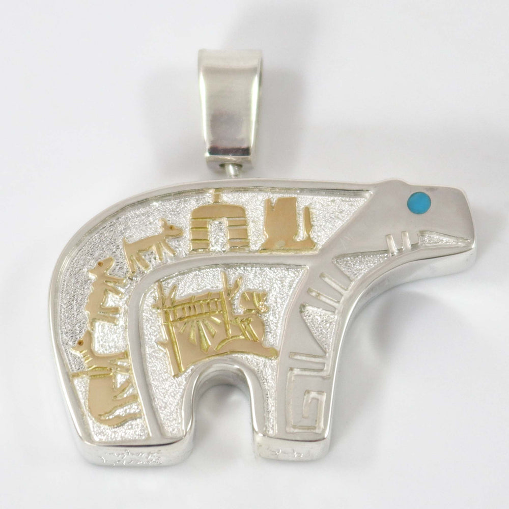 Gold on Silver Bear Pendant by Robert Taylor - Garland's
